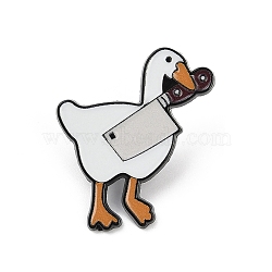 Naughty Duck with Knife Enamel Pins, Alloy Lapel Pin Backs for Backpack Clothes, WhiteSmoke, 29x25mm(JEWB-V007-02EB-01)