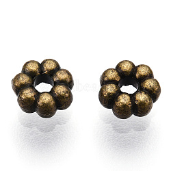 Tibetan Style Alloy Daisy Spacer Beads, Flower, Cadmium Free & Nickel Free & Lead Free, Antique Bronze, 4.5x1.5mm, Hole: 1mm, about 343~348pcs/50g(X-TIBEB-S039-047AB-NR)