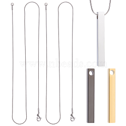 DIY Rectangle Pendant Necklace Making Kits, Including 304 Stainless Steel Snake Chain Necklaces & Pendants, Mixed Color, 6Pcs/box(DIY-UN0003-52)
