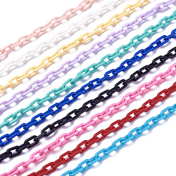 ABS Plastic Cable Chains, Mixed Color, 13.5~14x8x2mm, 14.9 inch~15.35 inch(38~39cm)/strand(X-KY-E007-02)