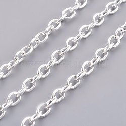 Iron Cable Chains, Unwelded, with Spool, Oval, Lead Free, Silver Color, 5x3x1mm, about 32.8 Feet(10m)/roll(X-CH-S080-S-LF)