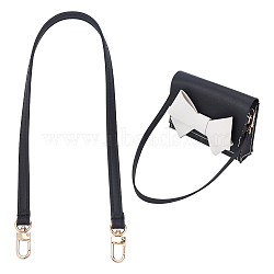 PU Leather Bag Handles, with Alloy Swivel Clasps, for Bag Replacement Accessories, Black, 61x1.25cm(FIND-WH0136-79LG)