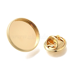 Rack Plating Brass Brooch Finding, Brooch Base Settings, Flat Round, Long-Lasting Plated, Real 14K Gold Plated, Tray: 16mm, 18x2mm, pin: 0.8mm(KK-Z030-01G-01)