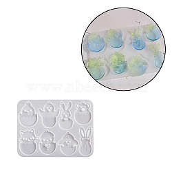 DIY Silicone Pendant Molds, Resin Casting Molds, For UV Resin, Epoxy Resin Jewelry Pendant Making, White, 150x115x5mm, Hole: 2mm, Inner Diameter: 46~57x27.5~40mm(DIY-A054-04A)