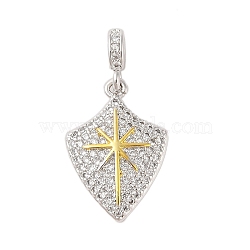 Rack Plating Brass Micro Pave Clear Cubic Zirconia Pendants, Cadmium Free & Lead Free, Long-Lasting Plated, Gold, Platinum, Star, 21x14.5x4mm, Hole: 3x2mm(X-KK-S380-37D-P)