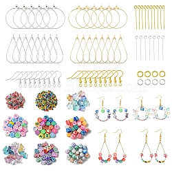 DIY Butterfly Glass & Flower Polymer Clay Beaded Earring Making Kit, Mixed Color, 26x0.7mm, hole: 2mm(DIY-YW0008-64)