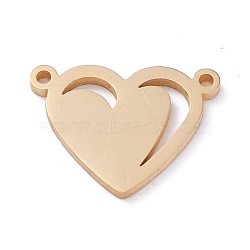Vacuum Plating 304 Stainless Steel Pendants, Heart, Golden, 11x14.5x1mm, Hole: 1mm(STAS-A053-08G)