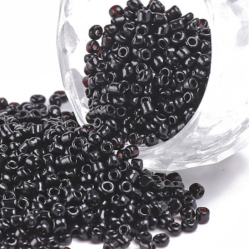(Repacking Service Available) Glass Seed Beads, Opaque Colours Seed, Small Craft Beads for DIY Jewelry Making, Round, Black, 12/0, 2mm, about 12g/bag