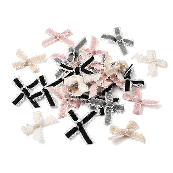 Polyester Bowknot with Lace Sew on Ornament Accessories, for DIY Jewelry Making Craft, Mixed Color, 25x38x5mm, 50pcs/bag