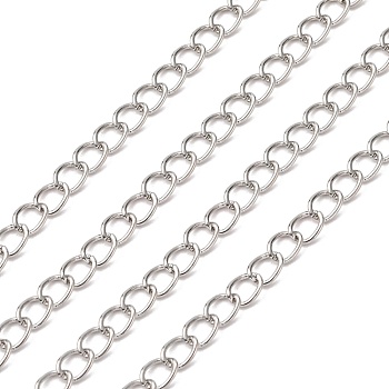Iron Twisted Chains, Unwelded, Platinum Color, Ring: about 3.5mm wide, 5.5mm long, 0.5mm thick