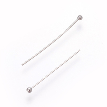 304 Stainless Steel Ball Head Pins, Stainless Steel Color, 20x0.5mm, 24 Gauge, Head: 1.7mm
