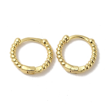 Twisted Ring Brass Huggie Hoop Earrings for Women, Real 18K Gold Plated, 13x3mm