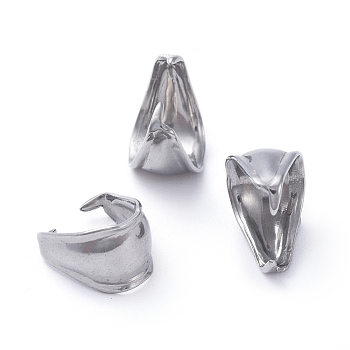 Tarnish Resistant 304 Stainless Steel Snap on Bails, Stainless Steel Color, 9.7x9x6.5mm