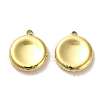 304 Stainless Steel Pendants, Flat Round Charms, Real 14K Gold Plated, 16x13.5x2.5mm, Hole: 1.5mm