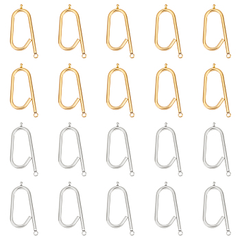 20Pcs 2 Colors 304 Stainless Steel  Connector Charms, Oval, Golden & Stainless Steel Color, 28x12x1.5mm, Hole: 1.5mm, 10pcs/colors