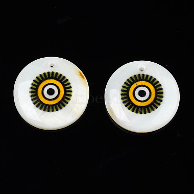 Printed Freshwater Shell Charms(SHEL-T009-20A)-2