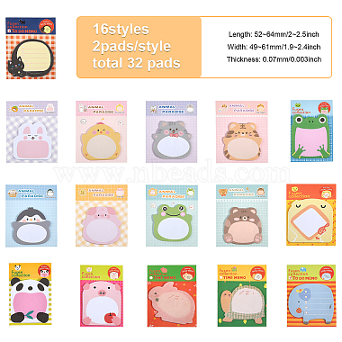 32 Bags 16 Style Cartoon Animal Shape Memo Notepads(DIY-CA0005-92)-2