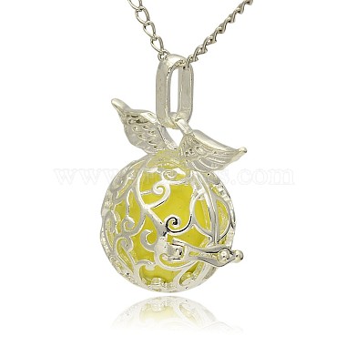 Silver Color Plated Brass Hollow Round Cage Pendants(KK-J230-04S)-2