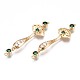 Brass Micro Pave Clear & Green Cubic Zirconia Connector Charms(KK-N232-227)-2