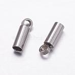 Tarnish Resistant 304 Stainless Steel Cord Ends, End Caps, Stainless Steel Color, 8x2.5mm, Hole: 1.5mm, Inner Diameter: 2mm(STAS-P161-05-2mm)