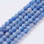 Dyed & Heated Natural Blue Aventurine Beads Strands, Frosted, Round, 8~9mm, Hole: 1mm, about 46pcs/strand, 15.3 inch(G-J376-31-8mm)