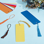 Blank Kraft Paper Card, Pearlized, DIY Bookmark Card, Rectangle, Polyester Tassel Decorations, Mixed Color, 142~145x46~47x0.3~0.4mm, Hole: 5mm(DIY-LP0002-42)