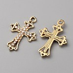 Zinc Alloy Pendant, with Rhinestone, Cross, Golden, 26x18x2mm, Hole: 2mm(FIND-WH0143-40E)