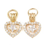 Brass Micro Pave Clear Cubic Zirconia Pendants, Heart Charms, Golden, 18.5x13x5.5mm, Hole: 5.6mm(KK-H262-09G)