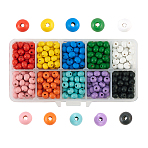 Dyed Natural Wood Beads, Round, Mixed Color, 7x6mm, Hole: 2mm, 600pcs/box(WOOD-CJ0001-11)