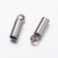 304 Stainless Steel Cord Ends, End Caps, Stainless Steel Color, 8x2.5mm, Hole: 1.5mm, Inner Diameter: 2mm(STAS-P161-05-2mm)