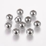 304 Stainless Steel European Beads, Large Hole Beads, Barrel, 10x8mm, Hole: 5mm(X-STAS-E034-1)