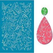 Silk Screen Printing Stencil, for Painting on Wood, DIY Decoration T-Shirt Fabric, Flower Pattern, 100x127mm(DIY-WH0341-003)