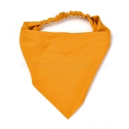 Chiffon Elastic Headbands for Girls, Triangle Scarf Hair Accessories, Solid Color, Orange, 278x245x2mm, Inner Diameter: 110mm(OHAR-G011-04D)