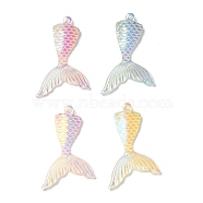Laser Transparent Resin Pendants, Fishtail Charms, Mixed Color, 42x27x4.5mm, Hole: 1.8mm(FIND-Q092-01)