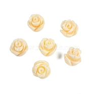 Synthetic Coral Carved Beads, Dyed, Flower, Half Drilled, Lemon Chiffon, 8x8mm, Hole: 1.4mm(CORA-C003-18G)