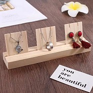 1-Slot Wooden Earring Display Card Stands, Jewelry Organizer Holder with Earring Display Cards, for Earring, pendant Necklace Storage, Wheat, Finish Product: 21.9x4x6.8cm, Hole: 1.8mm(EDIS-R027-01A-01)
