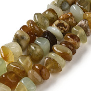 Natural Xiuyan Jade Beads Strands, Nuggets, Tumbled Stone, 6.5~12.5x3~8.5x6~12mm, Hole: 0.8mm, about 75~78pcs/strand, 15.63'~16.06''(39.7~40.8cm)(G-B078-G04-01)