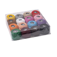 Cotton Sewing Machine Embroidery Threads, Mixed Color, 170x170x35mm, 16pcs/set(PW-WG39F30-03)