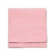 Microfiber Jewelry Bag Gift Pouches, Envelope Style Bags, Square, Pink, 10.5x10x0.16cm(ABAG-XCP0001-09)