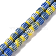 Handmade Lampwork Beads Strands, Rarrel, Cornflower Blue, 6x6mm, Hole: 1mm, about 63pcs/strand, 15.16''(38.5cm)(LAMP-K041-01A-04)