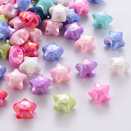 Opaque Acrylic Beads, Dyed, AB Color, Faceted, Star, Mixed Color, 10x11x7mm, Hole: 2mm, about 1350pcs/500g(TACR-S153-36I)