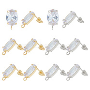 6 Pairs 2 Color Brass Micro Pave Clear Cubic Zirconia Stud Earring Findings, with Vertical Loops and Ear Nuts, Oval, Platinum & Golden, 17x10x6.8mm, Hole: 1.6mm, Pin: 0.9mm, 3 Pair/color(KK-HY0001-76)