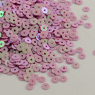 Ornament Accessories Disc Shape Plastic Paillette Beads, Sequins Beads, Pearl Pink, 6mm, Hole: 0.5mm(X-PVC-Q014-6mm-21)