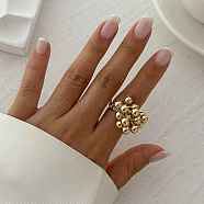 Alloy Cuff Rings for Women, Light Gold, Round, Round: 6mm, Adjustable(RJEW-B108-06KCG-01)