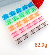 Transparent Plastic Bobbins, Sewing Thread Holders, for Sewing Tools, with Storage Box, Mixed Color, 20x10mm, Hole: 6mm, 25pcs/set(SENE-PW0003-040A-02)