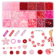 DIY Beads Jewelry Making Finding Kit, Including PVC Plastic Paillette/Sequins Beads, Glass Round & Bugle Beads, Pink(DIY-NB0010-43)