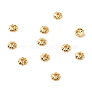 Brass Bead Cap, Long-Lasting Plated, Flower, Multi-Petal, Real 18K Gold Plated, 3.5x1mm, Hole: 1mm(X-KK-F824-028G)