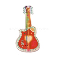 Instrument Theme Translucent Resin Big Pendants, Colorful Guitar Charms, Heart, 54x26.5x2mm, Hole: 1.8mm(RESI-M037-03D)
