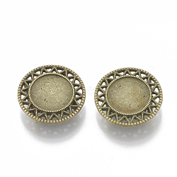Tibetan Style Alloy Slide Charms Cabochon Settings, Cadmium Free & Nickel Free & Lead Free, Flat Round, Antique Bronze, Tray: 12mm, 20x5.5mm, Hole: 2x10mm, about 380pcs/1000g(TIBE-Q086-038AB-FF)