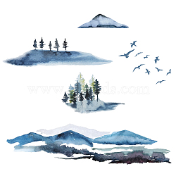 PVC Wall Stickers, Wall Decoration, Painting Style, Mountain & Forest, 290x900mm, 2pcs/set(DIY-WH0228-484)